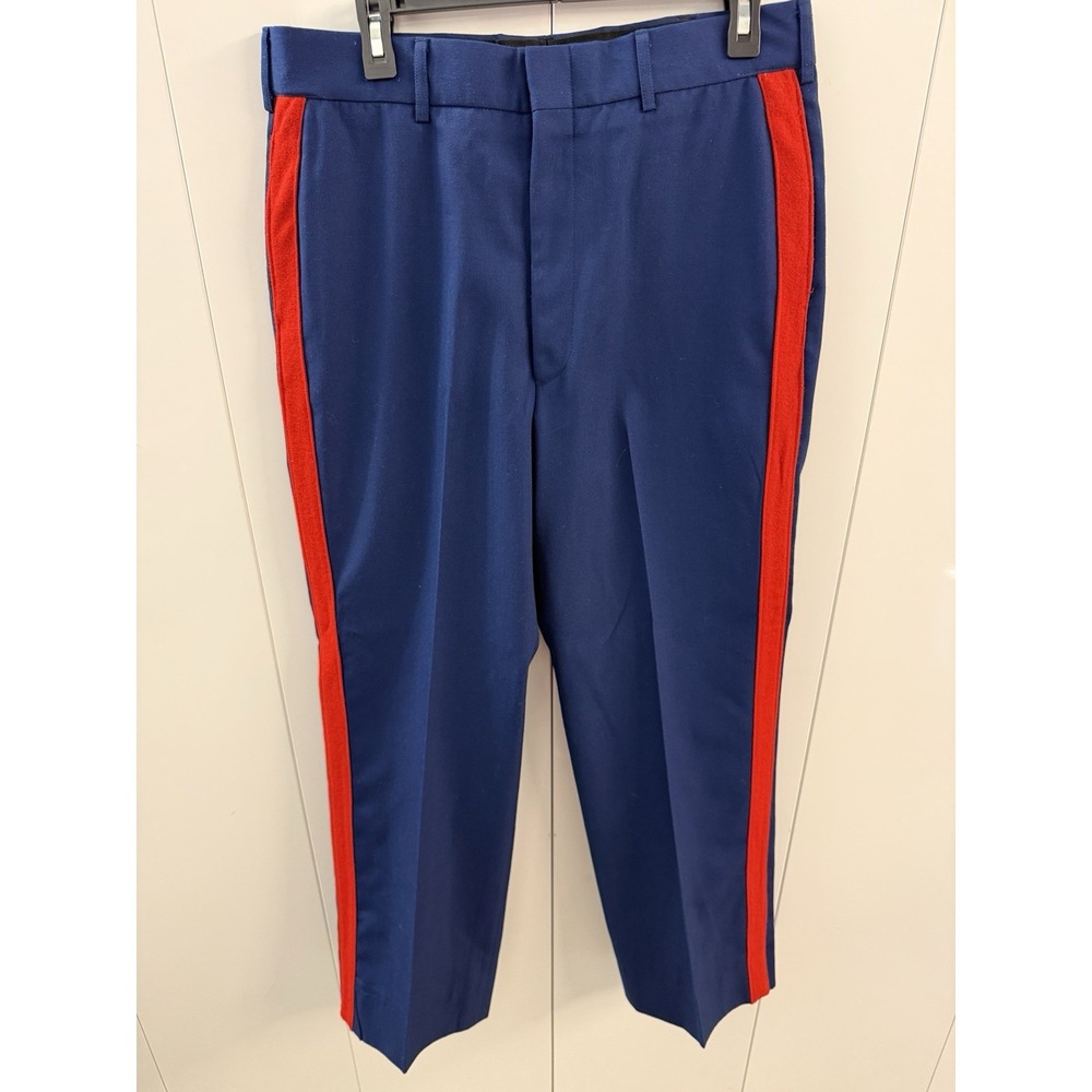 USMC Marine Corps Dress Blues Trousers Pants 34L (32x31) Blood Stripe